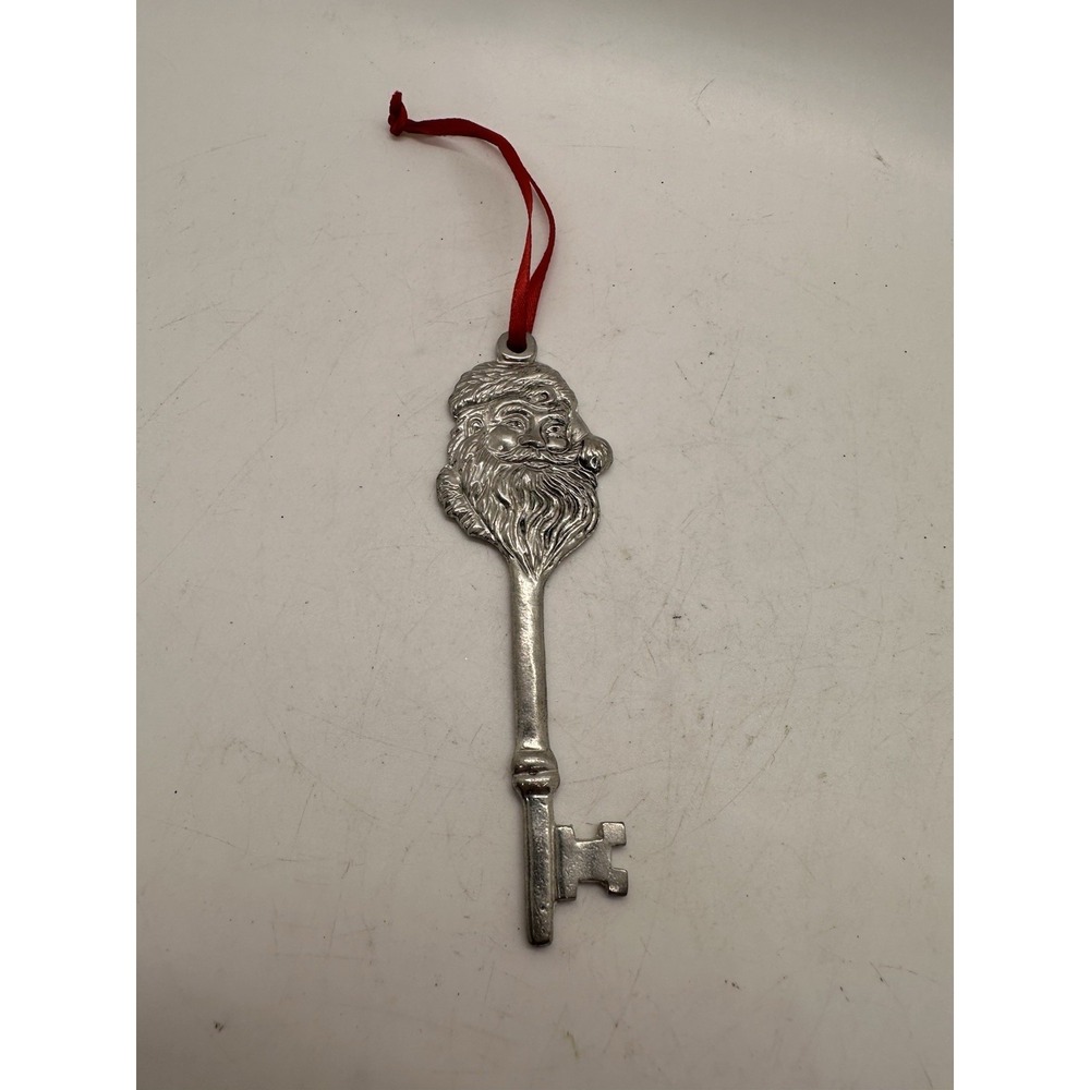 House of Morgan Pewter Santa Key Ornament Vintage Christmas 4"